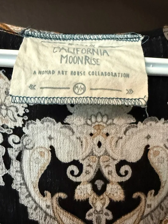 Black Paisley Print Long Sleeve Boho Dress - Picture 2 of 4